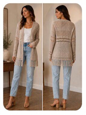 99 Jane Street Cream Knit Cardigan size Small